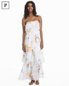 White House Black Market Women's Petite Strapless Floral Tiered Maxi Dress