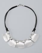 White House Black Market Leather-cord Short Metal Necklace