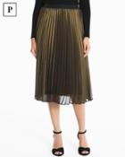 White House Black Market Women's Petite Pleated Metallic Midi Skirt