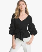 White House Black Market Women's Bell-sleeve Poplin Shirt