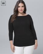 White House Black Market Women's Plus Dual-neck Tee With Faux Pearls