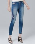 White House Black Market Women's Floral-embroidered Crop Jeans