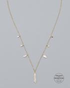 White House Black Market 14k Gold-plated Dangle Station Necklace With Zirconia From Swarovski