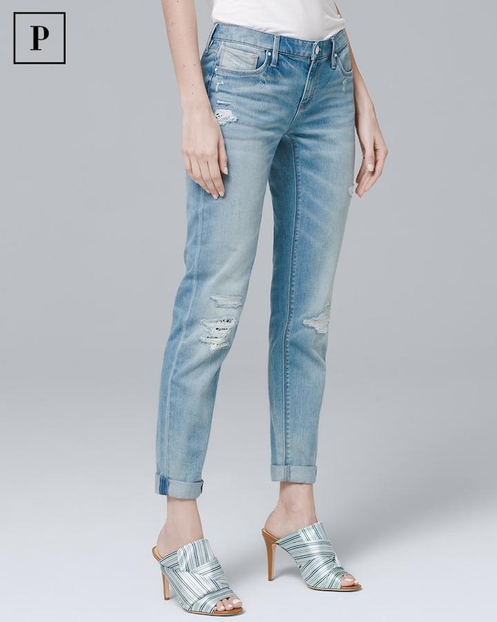White House Black Market Women's Petite Lace Patch Girlfriend Jeans