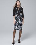 White House Black Market Reversible Floral/solid Knit Sheath Dress