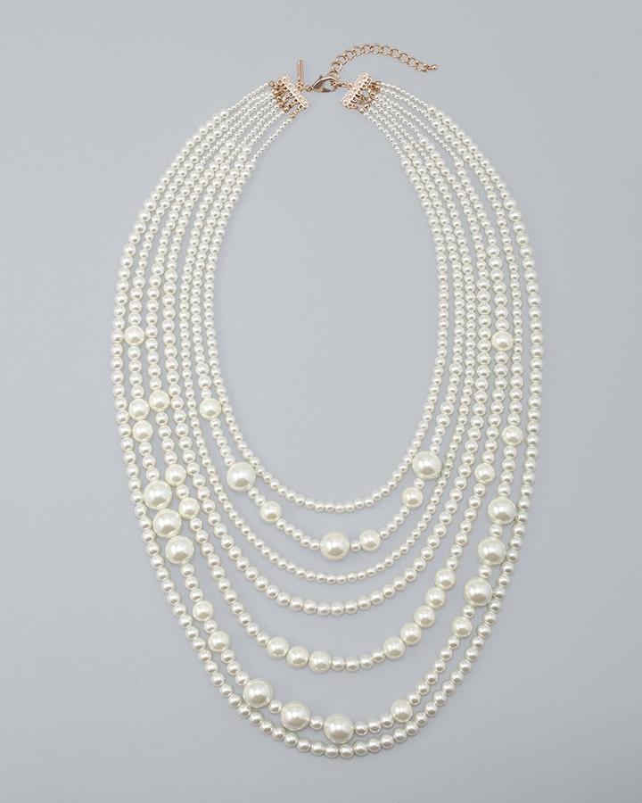 White House Black Market Women's Glass-pearl Multi-row Necklace