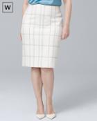White House Black Market Women's Plus Windowpane Pencil Skirt
