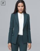 White House Black Market Women's Petite Satin-trim Comfort Stretch Blazer Jacket