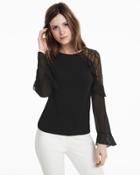 White House Black Market Women's Flare Sleeve Lace Top