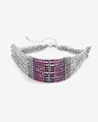 White House Black Market Women's Purple Beaded Choker Necklace