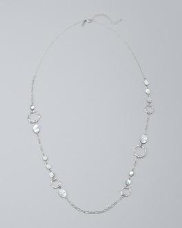 White House Black Market Bamboo-link & Shell Long Station Necklace