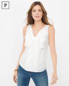 White House Black Market Women's Petite Ruffle Shell Top