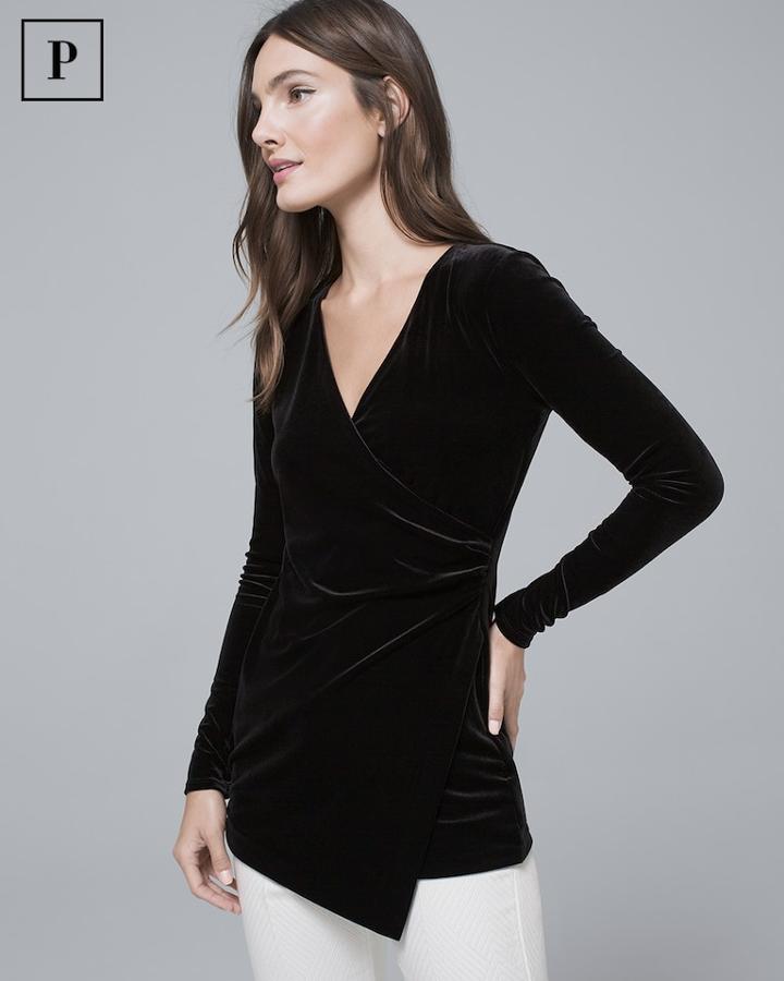 White House Black Market Women's Petite Draped Velvet Tunic