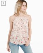 White House Black Market Women's Petite Tiered Floral Top