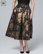 White House Black Market Plus Metallic-floral Full Midi Skirt