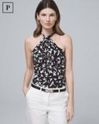 White House Black Market Petite Floral Twisted Halter Top