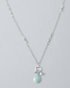 White House Black Market Women's Freshwater Pearl And Amazonite Pendant Necklace