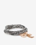 White House Black Market Women's Rose Gold Beaded Multi-strand Charm Stretch Bracelet