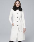 White House Black Market Women's Removable Faux Fur-collar Coat