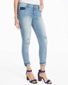 White House Black Market Women's Curvy Distressed Skinny Crop Jeans