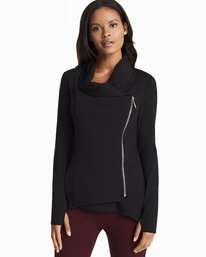 White House Black Market Women's Asymmetrical Zip-front Black Jacket