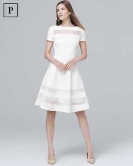 White House Black Market Petite Banded White Fit-and-flare Dress