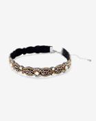 White House Black Market Mixed Metal Beaded Velvet Choker Necklace