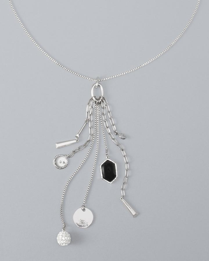 White House Black Market Women's Black Stone Charm Pendant Necklace