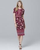 White House Black Market Short-sleeve Floral Knit Sheath Dress