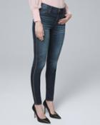 White House Black Market Women's Mid-rise Embellished Tuxedo Stripe Skinny Ankle Jeans