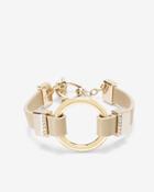 White House Black Market Women's Leather Goldtone Circle Toggle Bracelet