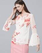 White House Black Market Floral Pintucked Blouse