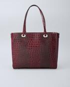 White House Black Market Women's Leather Croc-embossed Tote