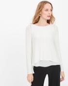 White House Black Market Women's Woven High-low Hem Sequin Pullover Sweater