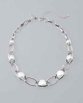 White House Black Market Glass Pearl Oval-link Short Necklace