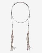 White House Black Market Women's Beaded Leather Double-tassel Lariat Necklace