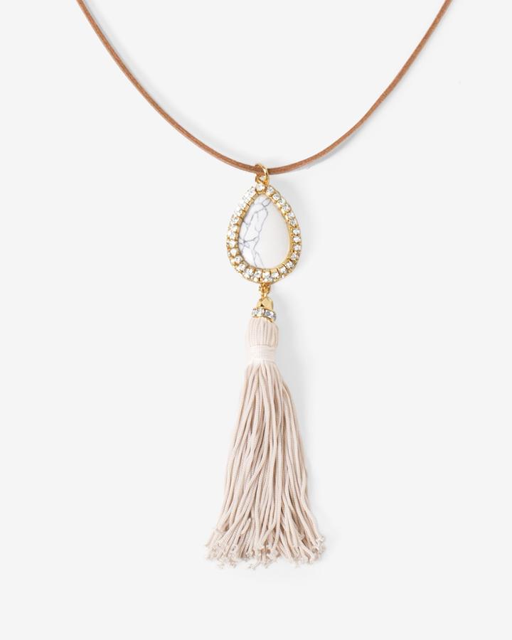 White House Black Market Women's Teardrop Tassel Pendant Necklace