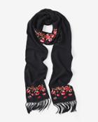 White House Black Market Women's Floral Embroidered Skinny Scarf