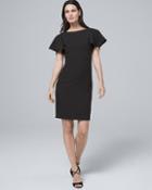White House Black Market Flutter-sleeve Black Sheath Dress