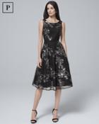 White House Black Market Petite Sequin-overlay Black Fit-and-flare Dress