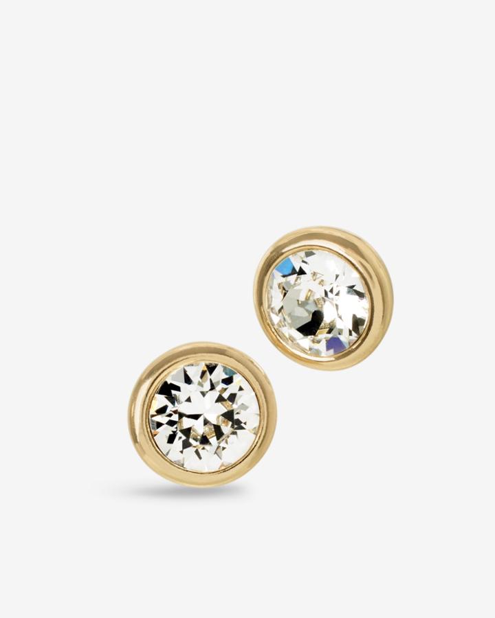 White House Black Market Women's Gold Stud Earrings With Crystals From Swarovski