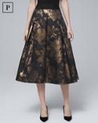 White House Black Market Petite Metallic-floral Full Midi Skirt