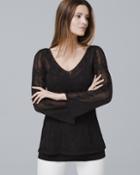 White House Black Market Women's Embroidered Mesh Top