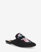 White House Black Market Women's Embroidered Suede Slides