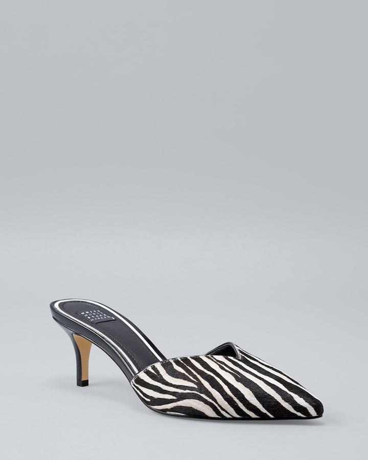 White House Black Market Women's Zebra Calf Hair Mules