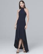 White House Black Market Ml Monique Lhuillier Halter-neck High-low Gown