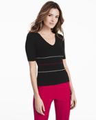 White House Black Market Women's Striped Lace Up Back Sweater
