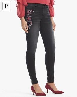 White House Black Market Petite Floral Embroidered Jeggings