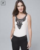 White House Black Market Women's Petite Embroidered Shell