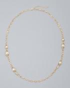 White House Black Market Oval Link & Glass Pearl Long Necklace